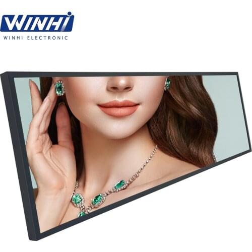 37 Inch Wall Mounting Metal Case High Brightness Bar Type Stretched Screen LCD Display VGA DVI Video Input Media Player Monitor