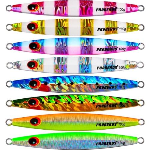 5PCS Deep Sea Fishing Zebra Glow Jigging Slow Sinking Jig Feather Hook Lure Jigbait Spoon Baits 60/80/100G