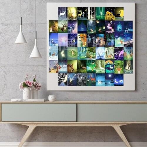 50PCS DIY 3D Wall Stickers Decals Home Jungle Theme Postcard Collage Set Floor Bathroom Door Wall Stickers Decoer Wallpaper