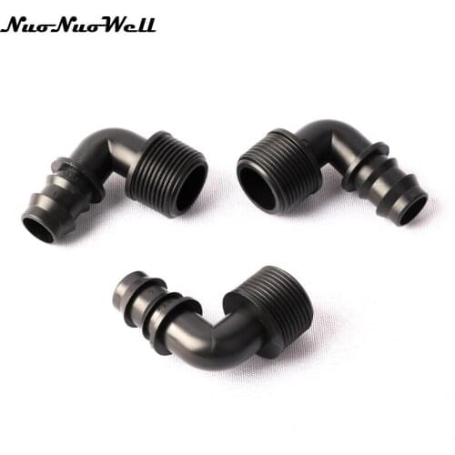 6pcs NuoNuoWell 3/4"-DN20 90 Degre Pipe Male Thread Barbed Connector Garden Hose Parts Horticulture Irrigation System Fittings