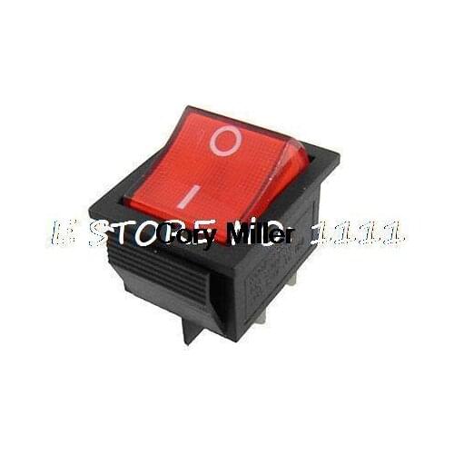 AC 15A/250V 20A/125V 4 Pin 2 Pole DPST On-Off 2 Position Rocker Switch Red Light