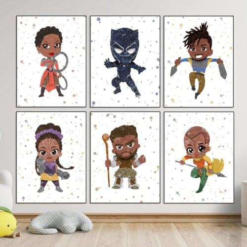 Watercolor Marvel Movie Black Panther Superheroes Canvas Painting Poster Wall Art Picture Bedroom Nursery Home Decor
