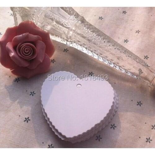 Free shipping 400 pcs a lot 5.8x5.5cm DIY blank heart shape white paper tags/wedding decorated card/cake price tags/message card