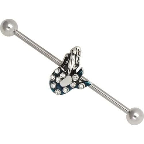 JHJT 14G/1.6mm Cartilage Bar 316L Surgical Stainless Steel Mermaid Shape Cartilage Earrings Piercing Cartilage Barbell Jewelry