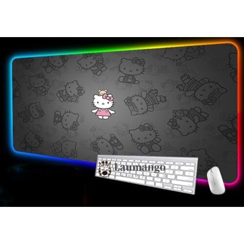Hellos Kitty Rgb Gaming Mouse Pad Cute Xxl Table Pads Gamer Keyboard Computer Kawaii Accessories Desk Mat Led Backlight Mousepad