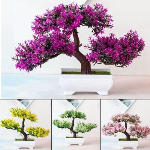 Artificial Bonsai Plants Pine Bonsai Small Tree Pot Plants Fake Flowers Potted Ornaments For Home Decoration Hotel Garden Decor