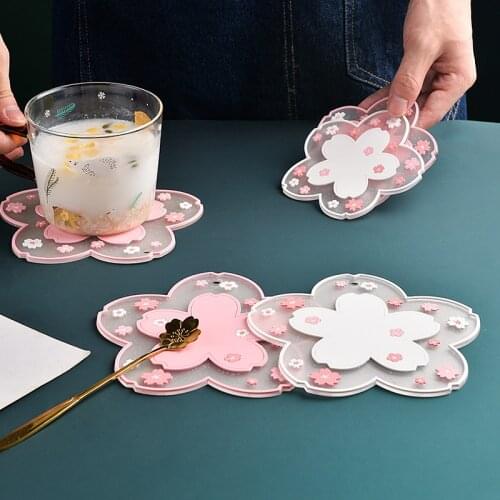 Sakura Coaster Insulation Mat Cute Non-Slip Mat Household Tea Cup Mat Anti-Scald Table Mat Dining Table Mats Drink Cup Coasters