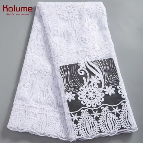 Kalume African Lace Fabric Sequins 5 Yards High Quality Nigerian French Tulle Lace Fabric For Diy Dress Wedding Party H2559