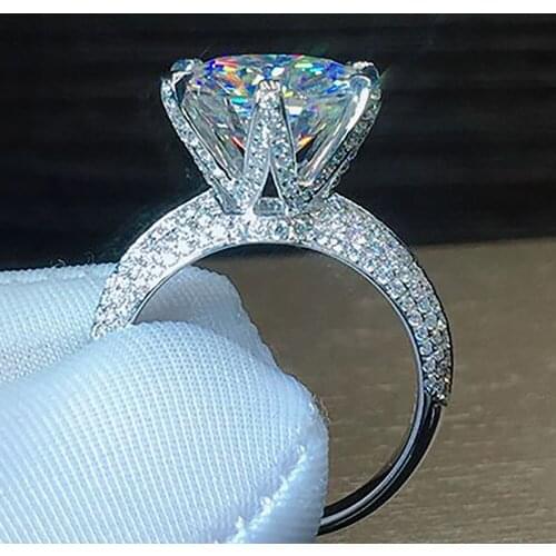 10K Au417 White Gold Women Wedding Party Engagement Ring 1 2 3 4 5 Carat Round Moissanite Diamond Ring Luxury Crown Trendy