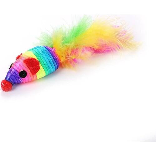 Dorakitten 1pc Mice Toy Creative Funny Faux Feather Decor Pet Chase Toy Interactive Toys Pet Supplies Cat Favors Random Color