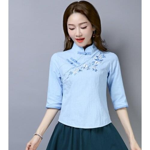 2020 summer modified cotton embroidered Chinese wind big yards of the republic of China