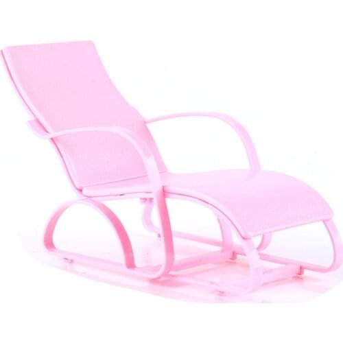 1Pc 1:6 Dollhouse Furniture Swim Foldable Deckchair Accessories Pink Beach Chair Dolls Lounge