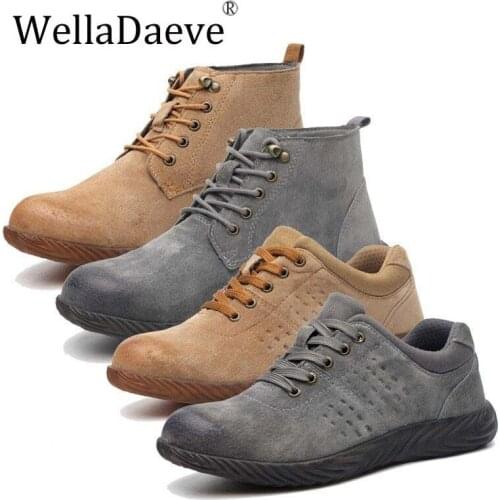 2019 Mens Construction Outdoor High Top Steel Toe Cap Safety Shoes Pig Leather Puncture Proof Ankle Boots Work Footwear For Men