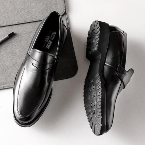2020 Winter Shoes Men Wedding Dress Shoes Handmade Brown Black shoes for male Genuine Leather slip on menformal shoes