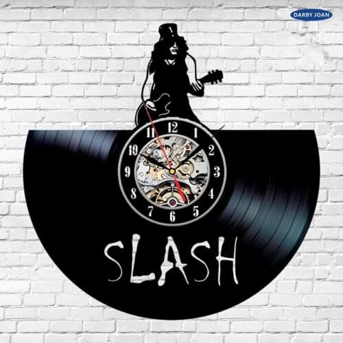 Slash Vinyl Record Clock Wall Decoration Modern Vintage Home Room Music reloj dial vision