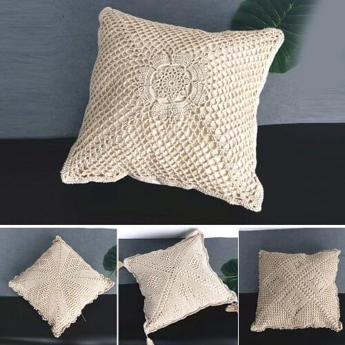 Pillow Cover Geometry Bohemia Style Cushion Covers Creative Hand-woven Cotton Linen Macrame Thread Pillowcase Home Decor 40*45CM
