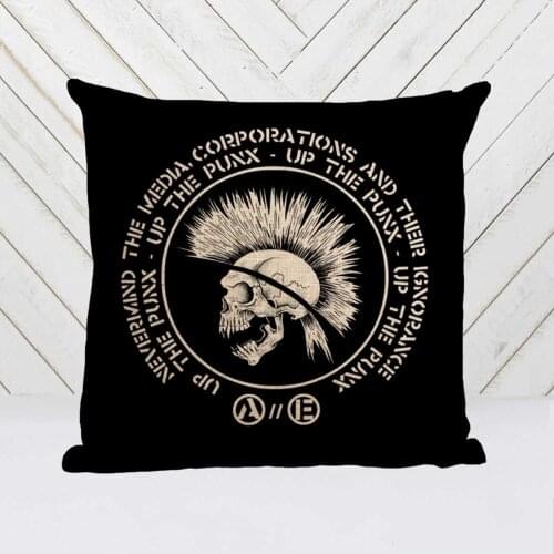 Skull Punk Style Nordic Style Sketch Cushion Cover Throw Square Pillow Cover Creative Personalized Black Pillowcase