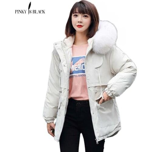 PinkyIsBlack Autumn Winter Jacket Women Ladies Fur Liner Thick Hooded Short Parkas Winter Coat Women Slim Fur Collar Outerwear