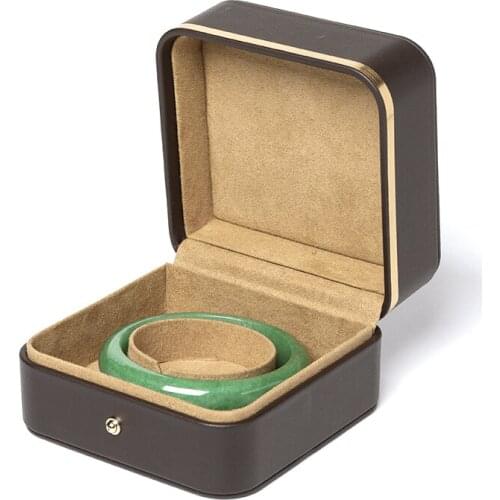 High Quality Brown Flat Jewelry Display Box With Gold Edged Bracelet Necklace Storage Women Wedding Diamond Ring Showing Case