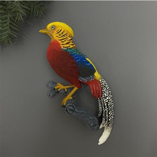 QIQIPP Fridge Magnet Semi-dimensional Animal Birds Golden Pheasant Fridge Magnet Resin Decorative Magnet