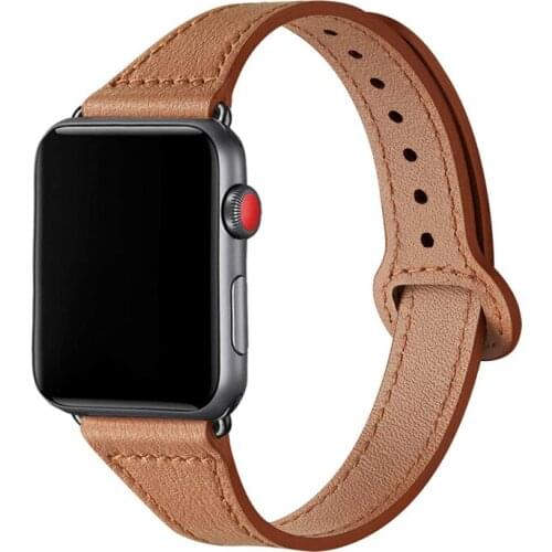 Genuine Leather loop strap For Apple watch band 38mm 40mm 44mm 42mm iWatch 5/4/3/2/1 Slim bracelet wristbelt Accessories