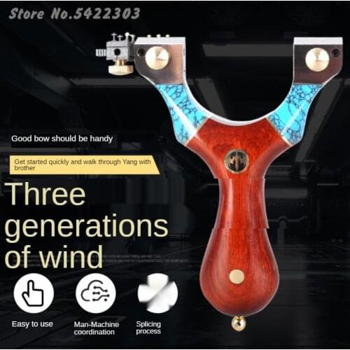 Powerful Titanium Alloy Slingshot Delicateness Turquoise Catapult Sandalwood Handle Hunting Accessories Shooting Slingshot