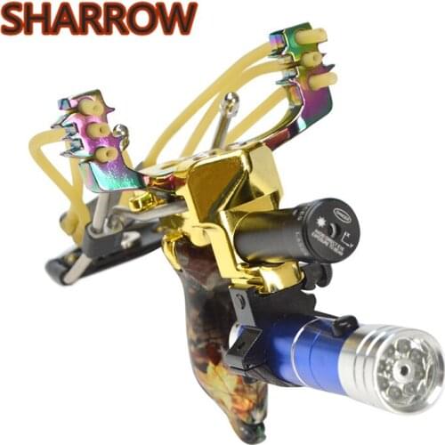 1Pc Slingshot Catapult Hunting Powerful Elastic Aluminum Alloy With Rubber Band Shooting Training Bowfishing Archery Accessories