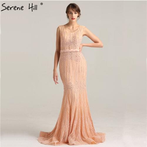 Luxury Crystal Beading Mermaid Long Evening Dresses 2020 New Fashionable Sexy Backless Party Gown Vestido De Festa Longo BLA6231