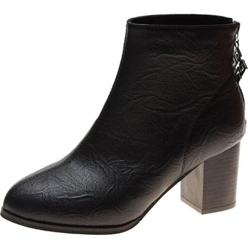 Platform Boots New Boots Women Metal Decoration Zipper Solid Square Heel Party High Hot For Shoes Sexy Vanny Factory Store