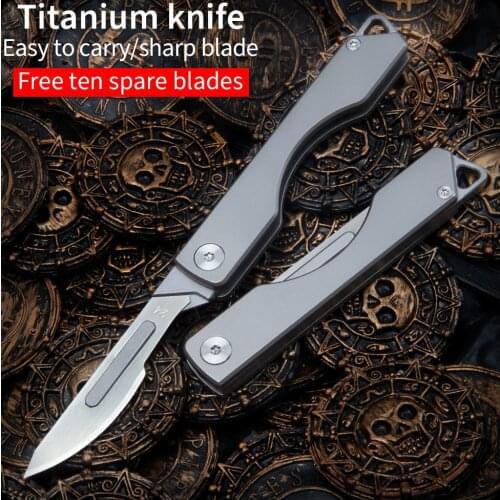Titanium alloy folding mini knife outdoor essential self-defense knife multifunctional emergency medical rescue knife EDC