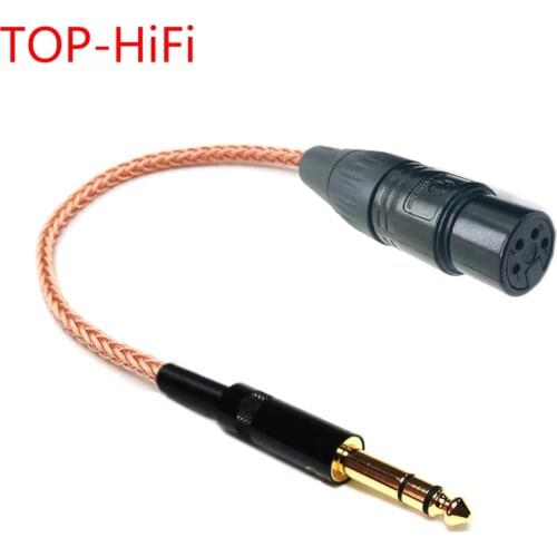 TOP-HiFi Single Crystal Copper 6.35mm TRS 3pin Male to 4pin XLR Balanced Female Audio Adapter Cable 1/4 6.35mm to XLR