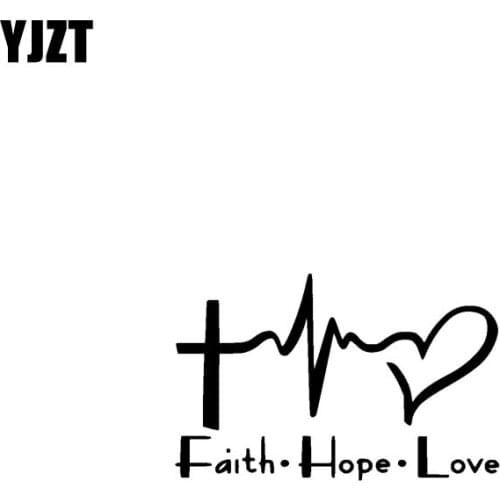 YJZT 17.8CM*11.3CM Faith Hope Love Jesus Vinyl Car Motorbike Creative Sticker Decals Black/Silver C13-000317