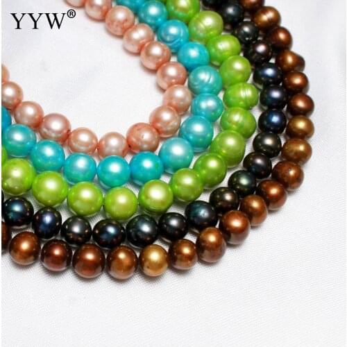 YYW High Quality Cultured Potato Freshwater Pearl Beads 8-9mm Black Green Yellow Purple Color Loose Beads for Jewelry Making DIY