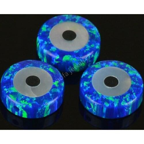 20pcs /lot opal supplier 9mm Round Synthetic Opal Op27 Royal Blue double evil eyes opal center for fashion gift women or girls