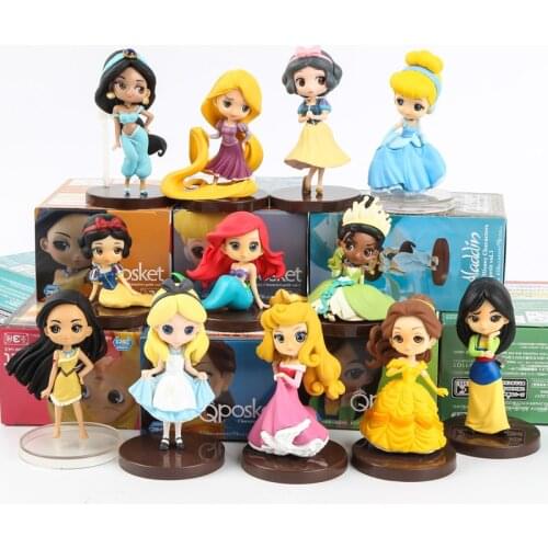 3pcs/set Cartoon Princess Cinderella Belle Ariel Rapunzel Tiana Snow White Figure Model Toys