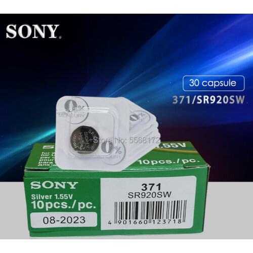 30pcs/lot FOR SONY Original AG6 1.5V Silver Oxide Button Cell Batteries SR920SW SR69 SG6 LR69 171 920 Single grain packing