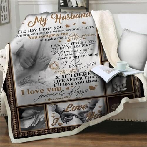 3D Fleece Blanket Premium Letters To To My Husband Express Love Throw Blanket for Sofa Bedroom Bedding Fashion Quilts Decoration