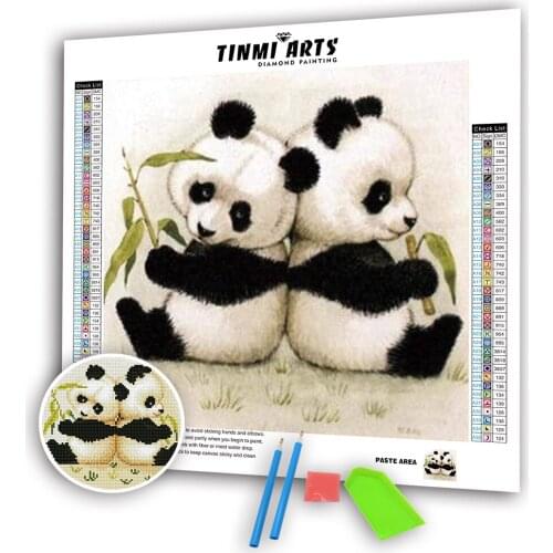 5D Diamond Painting Panda Twins Full Square Kits DIY Mosaic Cross Stitch Pattern Handmade Embroidery Picture Wall Decor