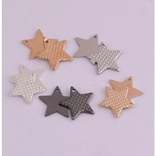 7.5mm Little Star Pendant DIY Handmade Material Flat Embossed Pentagram Single Hole Small Pendant Copper Jewelry Accessories