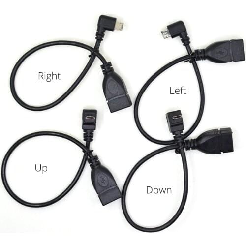 90 Degree Up & Down & Left & Right Angled Micro USB 2.0 5Pin Male to USB 2.0 A Female Extension connector Adapter OTG cable 20cm