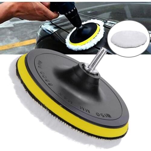 6'' Car Metal Wool Polishing Pads Hooks & Loops Buffing+Sticky Disc+Rod For Polishing Machine DIY Car Care Waxing Polishing Tool