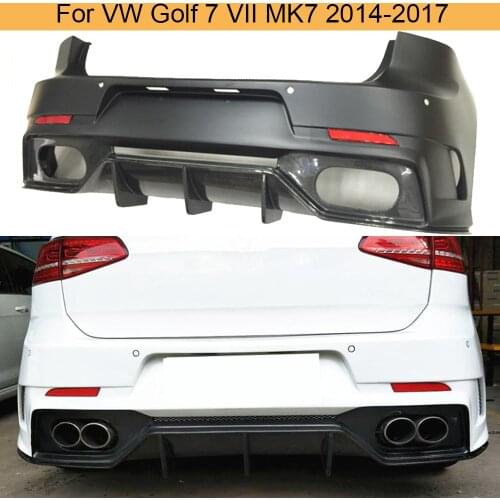 For Golf 7 Rear Bumper for Volkswagen VW Golf 7 VII MK7 2014-2017 Car Rear Bumper Diffuser Body Kits Carbon Fiber FRP Bumper