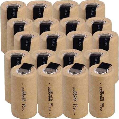 Fast delivery 20 pieces SC battery 1.2V NICD 2200mah SUBC batteries for electric drills power tools for makita for bosch