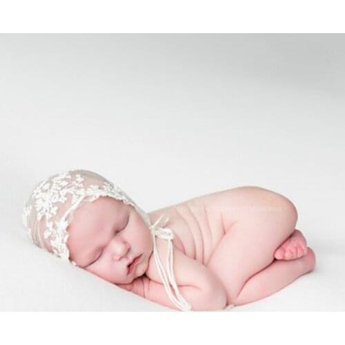 White Lace Hat Newborn Photography Props Tiny Girl Picture Photo Shoot Props Accessories bebe fotografia Little Baby Lace Caps