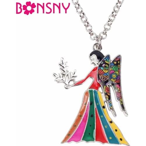 Bonsny Maxi Statement Metal Alloy Lucky Zodiac The Virgo Necklace Chain Choker Pendant Novelty Hot Enamel Jewelry For Women