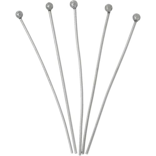 DoreenBeads 304 Stainless Steel Ball Head Pins Silver Color DIY Making Earrings Jewelry Gifts 3.4cm Long,0.6mm ( gauge), 200 PCs