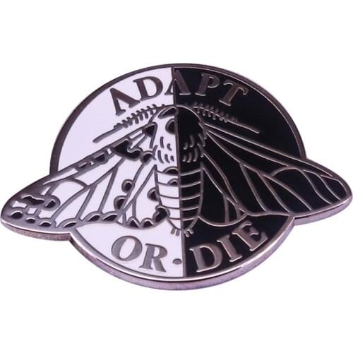 Black and white moth pin with Darwinism evolution reminder science gifts