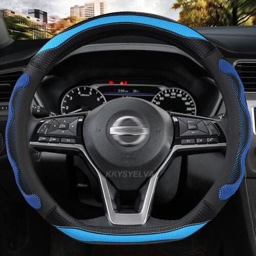 D Shape Car Steering Wheel Cover Leather for Golf K3 POLO JATTA Suzuki Swift Nissan Rogue 2017 2018 2019 2020