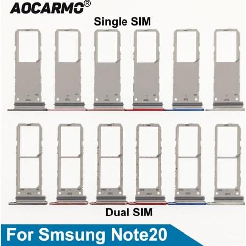 Aocarmo Single Dual Nano Sim Card Tray MicroSD Slot Holder For Samsung Galaxy Note20 NOTE 20 Replacement Part