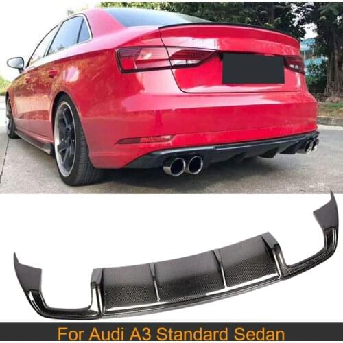 Car Rear Bumper Diffuser Lip Spoiler for Audi A3 Standard Sedan 2017-2019 Non S3 Sline Rear Bumper Diffuser Lip Carbon Fiber